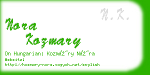 nora kozmary business card